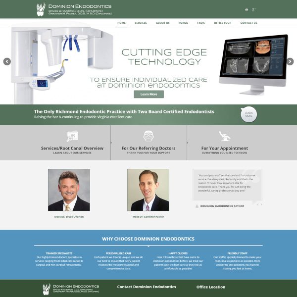 Dominion Endodontics website by Jonas Marketing